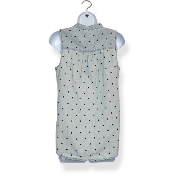 J. Crew Factory Women's Chambray Denim Polka Dot Sleeveless Top Tank size 2 - Picture 2 of 5